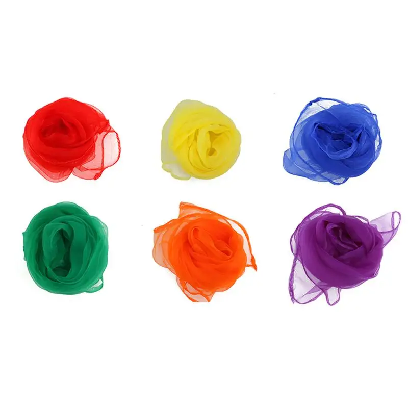 6 шт. детский Супер тонкий вуаль красочный квадратный платок-накидка для