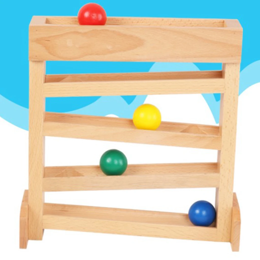 

5 Layers Wooden Ball Ramp Racer Montessori Toys for Toddlers Great Gift
