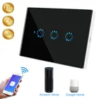 Смарт-выключатель сенсорный настенный из закаленного стекла с поддержкой Wi-Fi