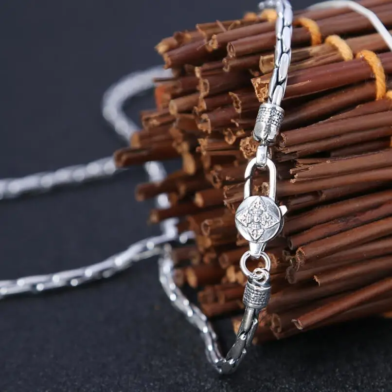 

Sterling Silver Pure Silver 3mm Retro Silver Necklace For Men Wide Unisex Snake Link Chain S925 Necklace Fashion Jewelry