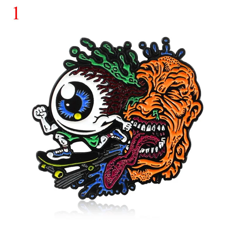 

Creative Skating Carcass Monsters Grinning Teeth Mouth Big Eyeball Jeans Badge Denim Coat Pin Brooch Halloween Horror Punk Gift