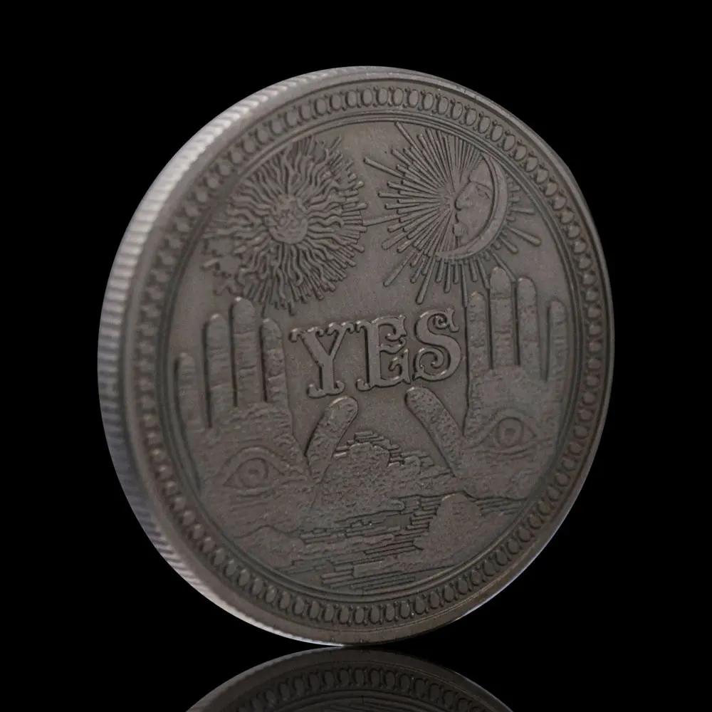 

Yes/No Ouija Gothic Prediction Decision Coin All Seeing Eye or Death Angel Nickel USA Morgan Dollar Coins