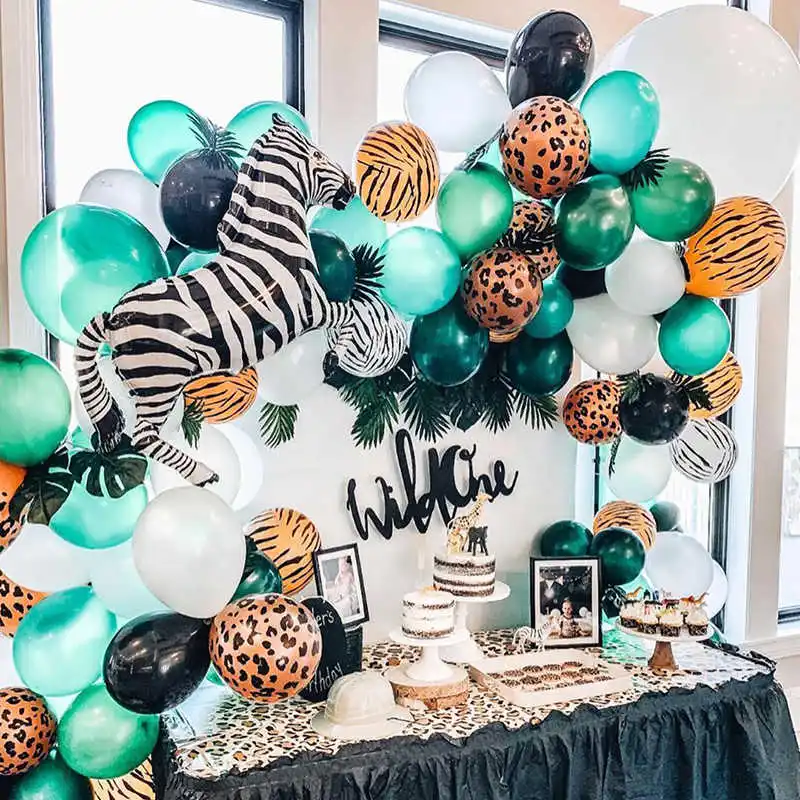 100pcs Jungle Party Balloons Decoration Kit Baby Shower Animal Arch Kids Birthday Balloon Zoo Themed | Дом и сад