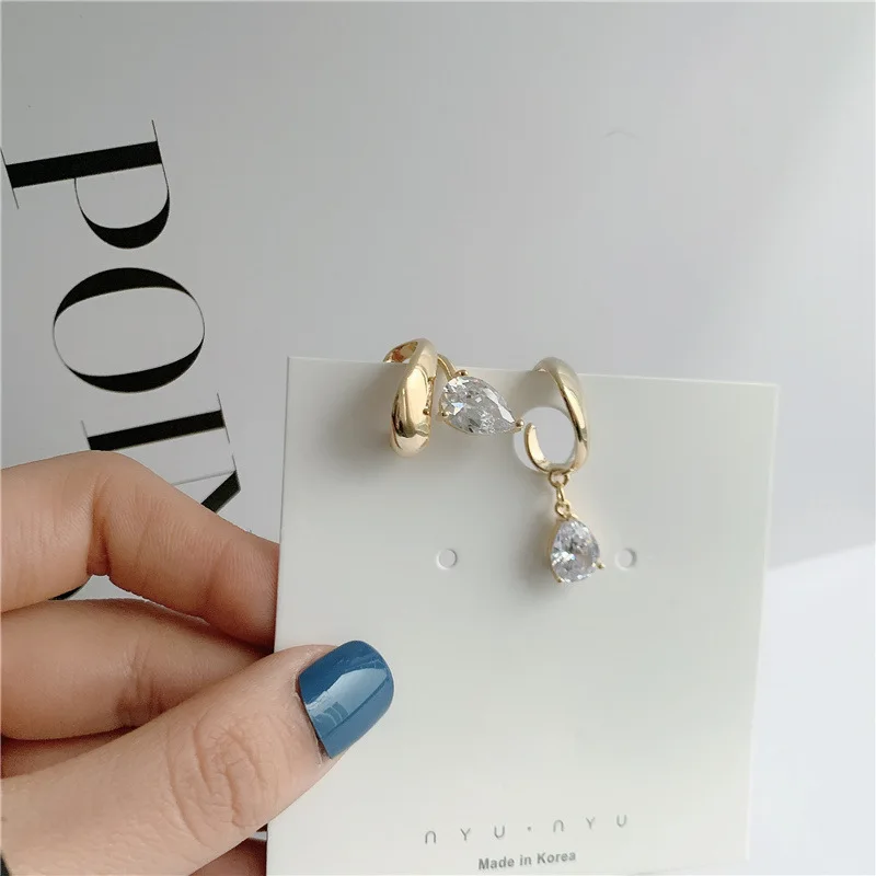 Корейский геометрической формы крючок с украшением в виде кристаллов для ушей