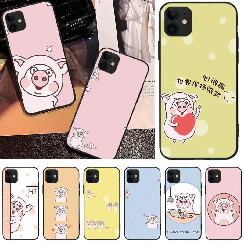 

cute cartoon pink pig case coque fundas for iphone 11 PRO MAX X XS XR 4S 5S 6S 7 8 PLUS SE 2020 cases cover