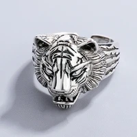 personality domineering retro tiger head ring silver plated opening ring steampunk gothic mens and womens party jewelry