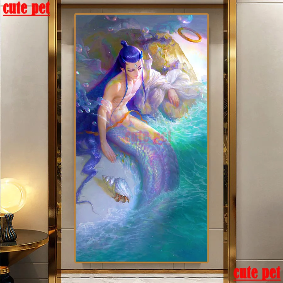 

large Diamond Painting Nezha diy Mermaid painting Cross Stitch Home Decor 5d full diamond painting embroidery puzzle cute pet