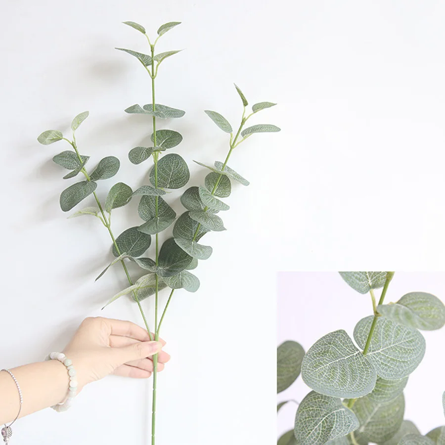 

Artificial Leaves Branch Retro Green Silk Eucalyptus Leaf for Home Decor Wedding Plants Faux Fabric Foliage Room Decoration 68CM