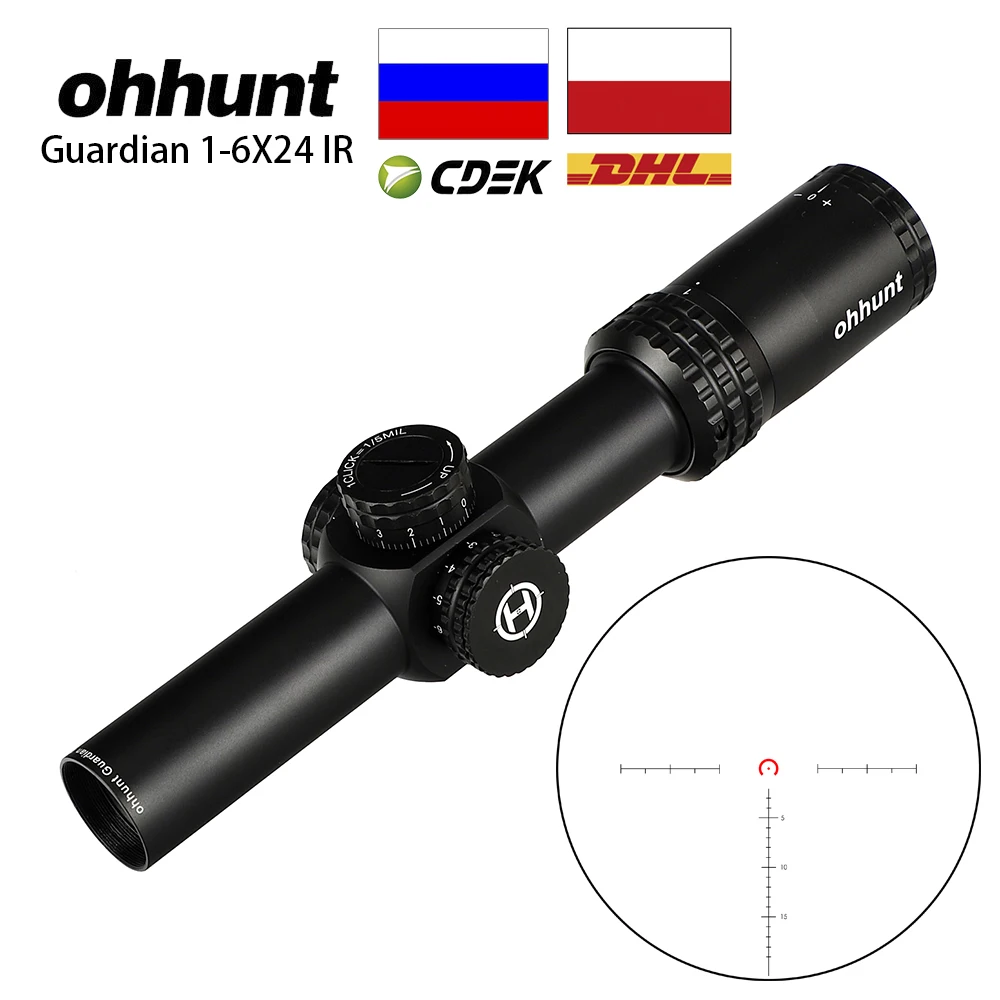 Ohhunt Guardian 1 6x24 IR компактная винтовка со стеклянной сеткой с подсветкой блокировкой