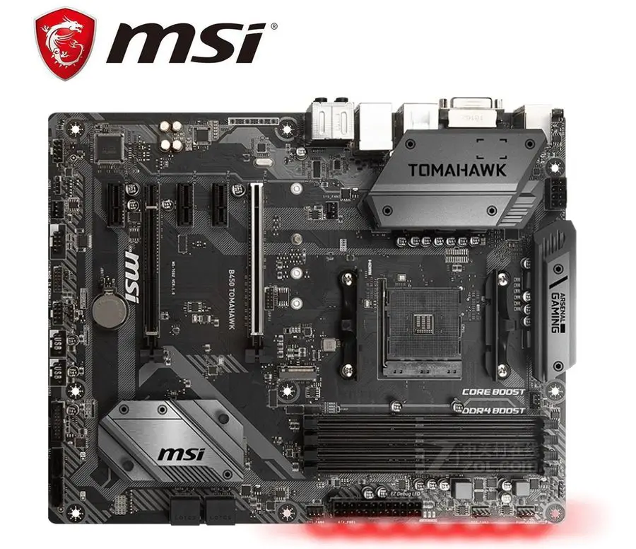 Настольная материнская плата для MSI B450 TOMAHAWK AMD DDR4 AM4 оригинальная разъем PCI-E 3 0 б/у |