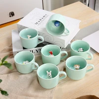 2021 new 3d creative ceramic bone china cartoon cute animal coffee cup mug tea cup personalized birthday gifts cup