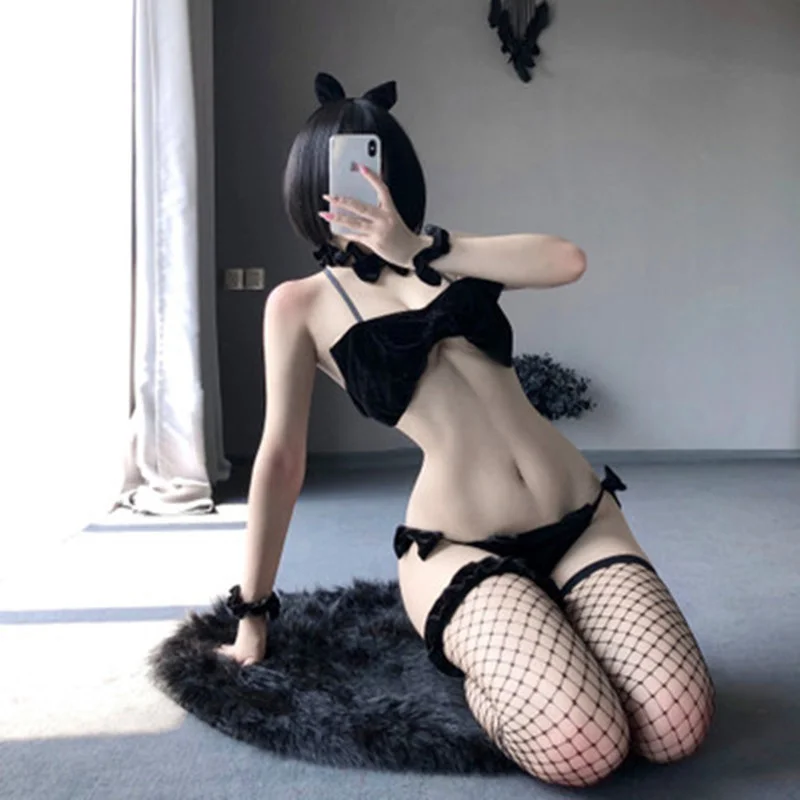 

Sexy Lingerie Cosplay Uniform Temptation Gold Velvet Bow Tube Top Sexy Playful Bunny Girl Suit Female Bodysuit Erotic Costumes