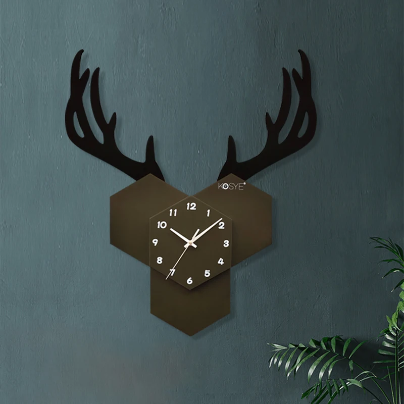 Deer Large Wall Clocks Creative Living Room Mute Home Nordic Reloj Mural Decorativo Simple Decoration AA50WC | Дом и сад