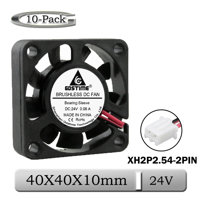 Небольшой Бесщеточный Охлаждающий вентилятор постоянного тока Gdstime 10 шт. 24 В 40 мм