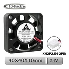 Небольшой Бесщеточный Охлаждающий вентилятор постоянного тока Gdstime, 10 шт., 24 В, 40 мм, 2 контакта, 9 лезвий, 4 см, 40x40x10 мм, подшипник 4010 дюйма