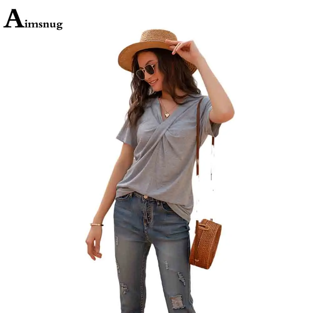 

Женская футболка с коротким рукавом и V-образным вырезом, большого размера