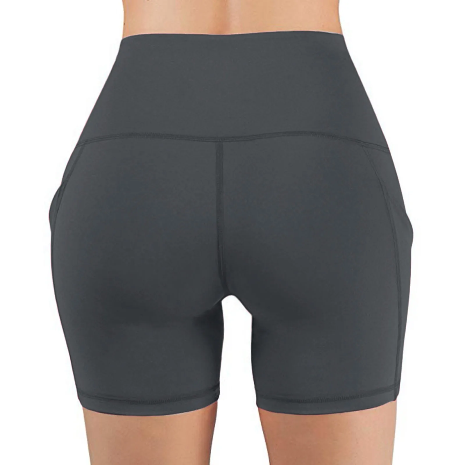 

Seamless Fitness Yoga Shorts Women Abdomen High Waist Solid Leggings Pockets Sports Yoga Pants Biker Shorts Workout Shorts