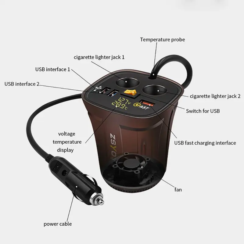 Разветвитель автомобильного прикуривателя QC 3 0 USB зарядное устройство вольтметр