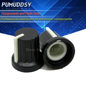 10 шт., пластиковые рифленые ручки потенциометра с резьбой, диаметр отверстия вала 6 мм, крышка s wh148 AD2, крышка