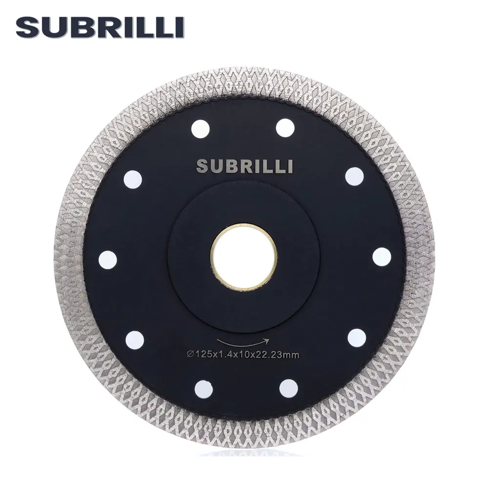 Алмазная пила SUBRILLI 5 дюймов 125 мм для плитки, керамики, гранита, мрамора, волны, алмазный режущий диск, агрессивная циркулярная пила
