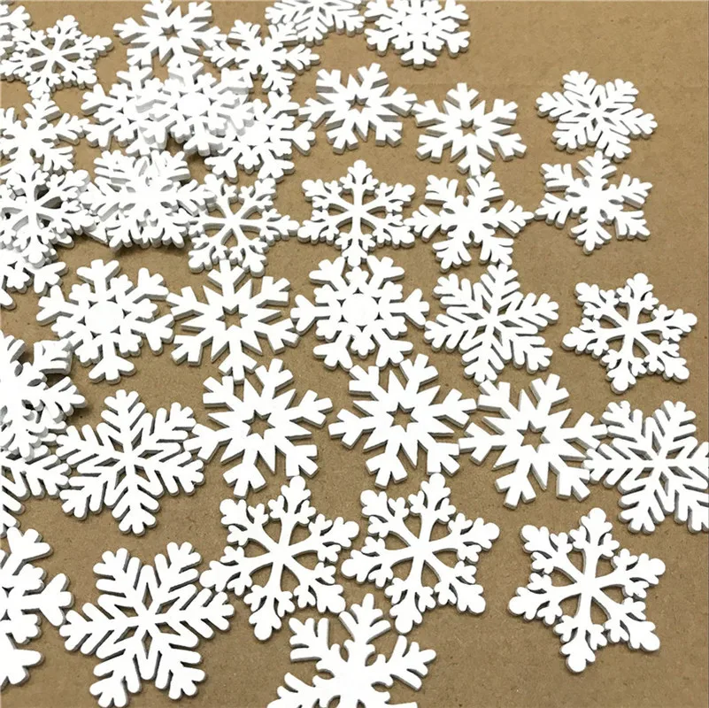 

300PCS 25mm Wood Buttons Christmas Snowflake Natural Scrapbooking Craft for Embellishments Handmade DIY Handicraft Decoration