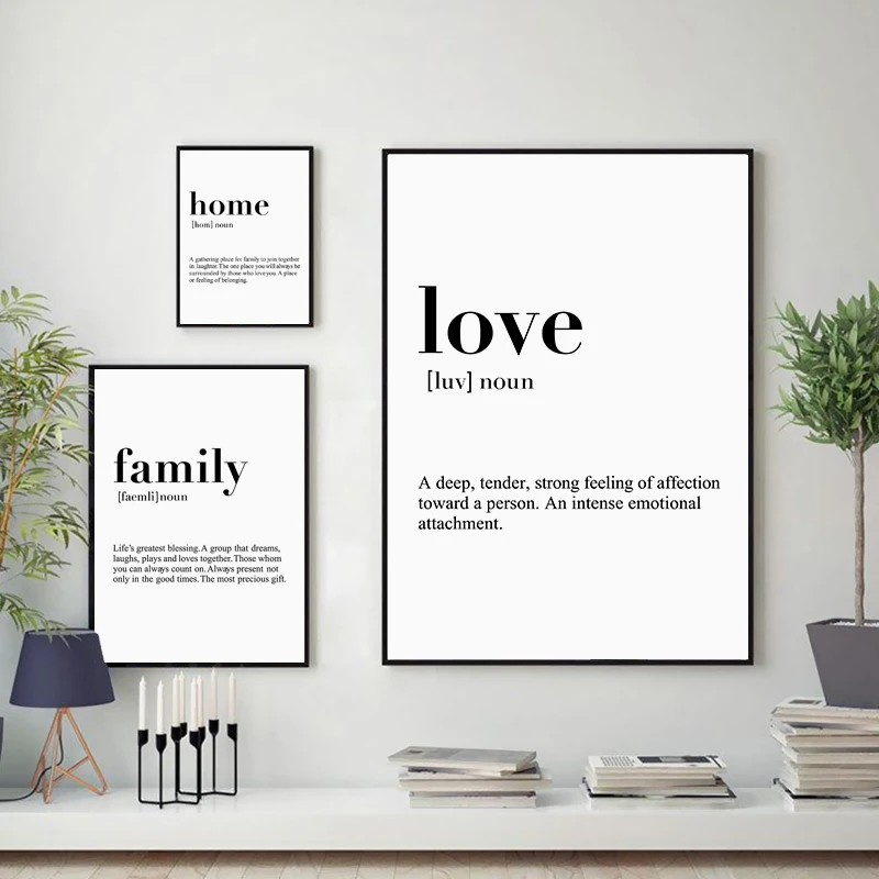 Nordic Минималистский Семья Wall Art плакаты с любовью и печать холст картины для