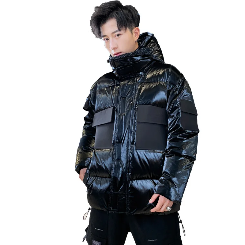 

face Bright down jacket men's short winter 2020 new hooded casual Korean men's fashion fashion down jacket