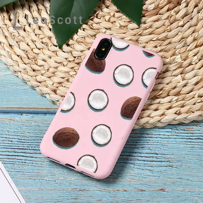 

coconut summer fruit Phone Case Candy Color for iPhone 11 12 mini pro XS MAX 8 7 6 6S Plus X 5S SE 2020 XR