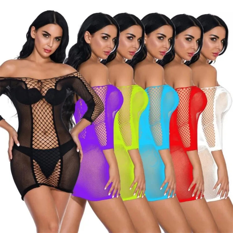 Сексуальное нижнее белье с рукавами средней длины сиамская сетчатая одежда