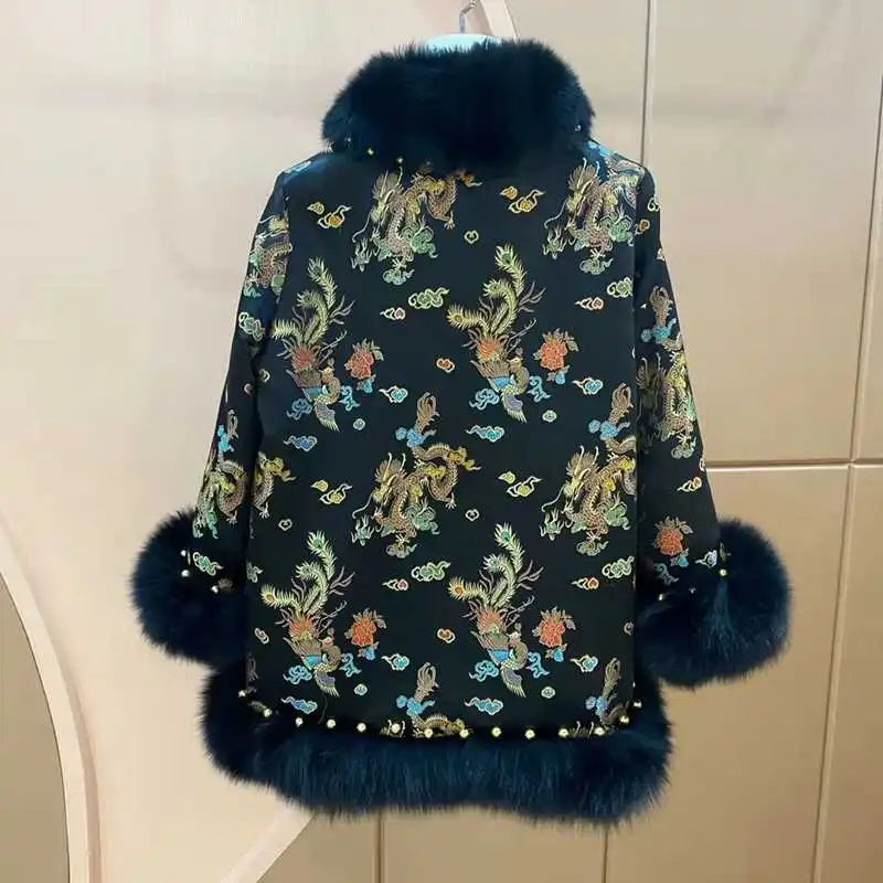 

Fox Natural Women Fur Coat 2021 Winter Fashion Real Fur Fox Jackets Female Big Fox Fur Collar Coats Keep Warm H731