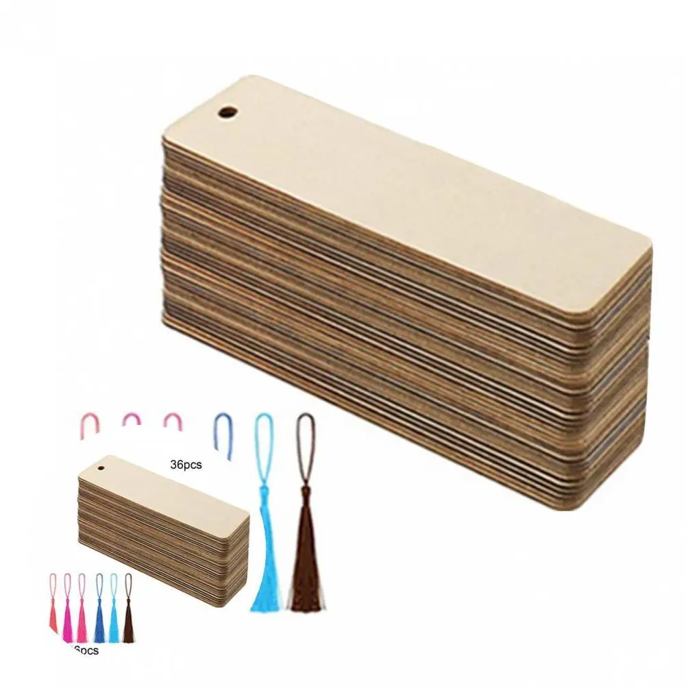 

DIY 36Pcs/Set Novelty Wooden DIY Handecraft Bookmark Smooth Bookmark Accessories Duable for Office
