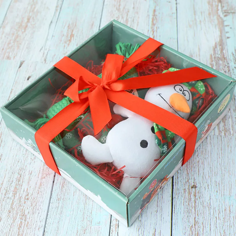 Рождественские игрушки для домашних животных пищащие собак белая плюшевая кукла