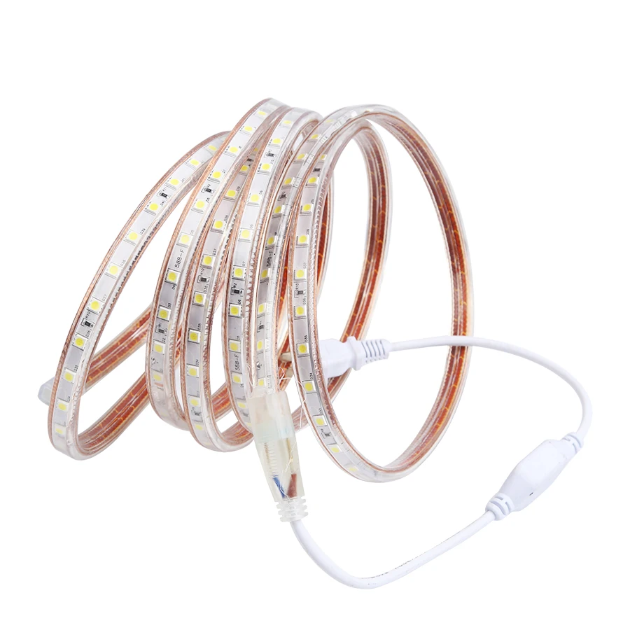Светодиодная лента 5050 220 В водонепроницаемый задний светильник 60 светодиодов/м 5