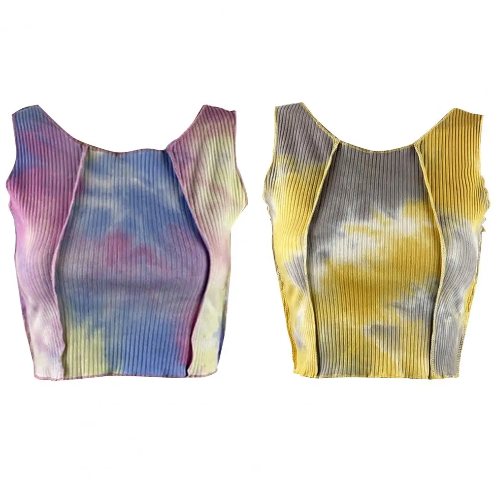

Women Vest Sleeveless Tie Dye Clubwear Fashion Ribbed Tank Top for Summer
