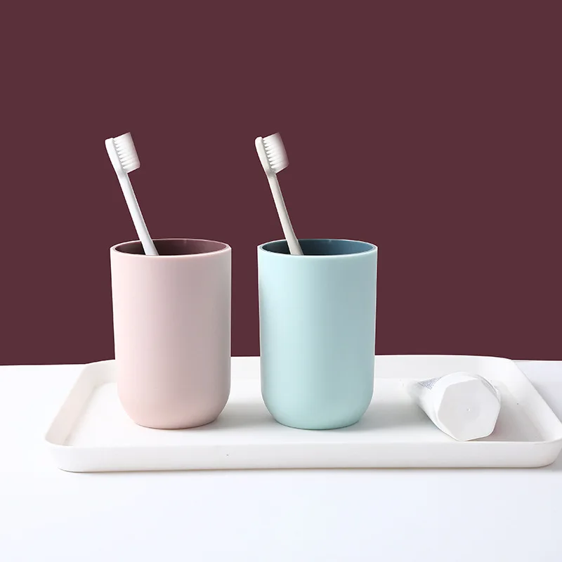 

cute Bathroom Tumblers Plastic Mouthwash Cup Coffee Tea Water Mug Home Travel Solid Color Toothbrush Holder Cup Drinkware Tools
