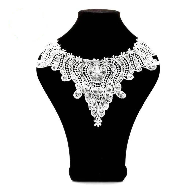 Кружевной воротник накладной вырезанный трехмерный вышитый на груди из