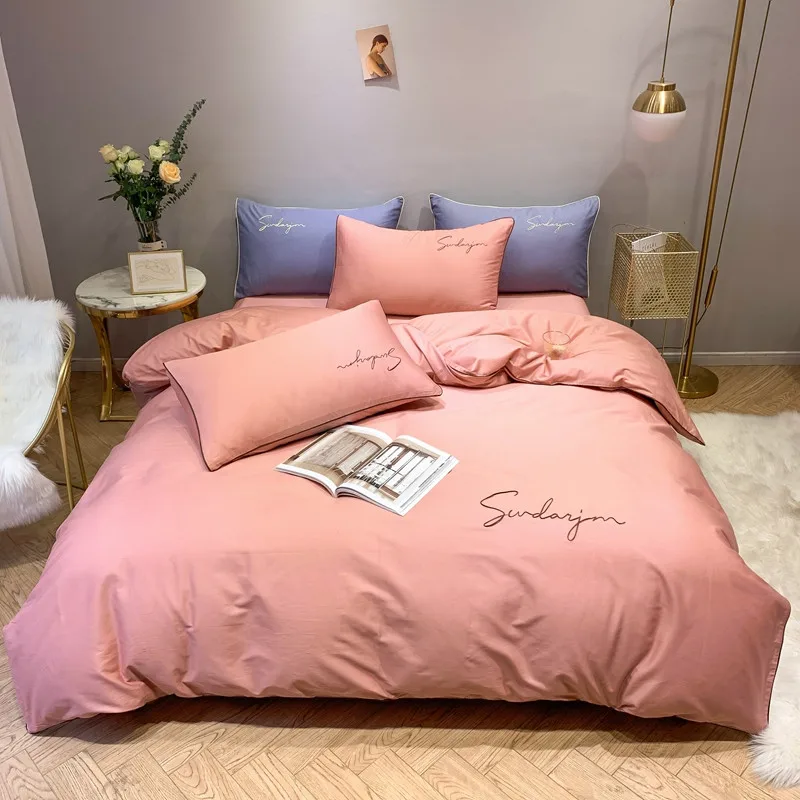

4 pieces of 2021 new satin and pure silk bedding sets, home textiles, double covers, high-end duvet covers