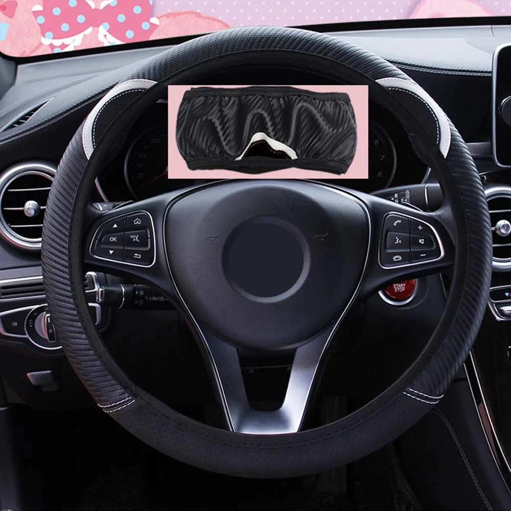 Черный FORAUTO чехлы на руль с милыми кошачьими ушками для автомобиля, чехлы на руль, автомобильные аксессуары, универсальные автомобильные украшения - Название цвета: Черный