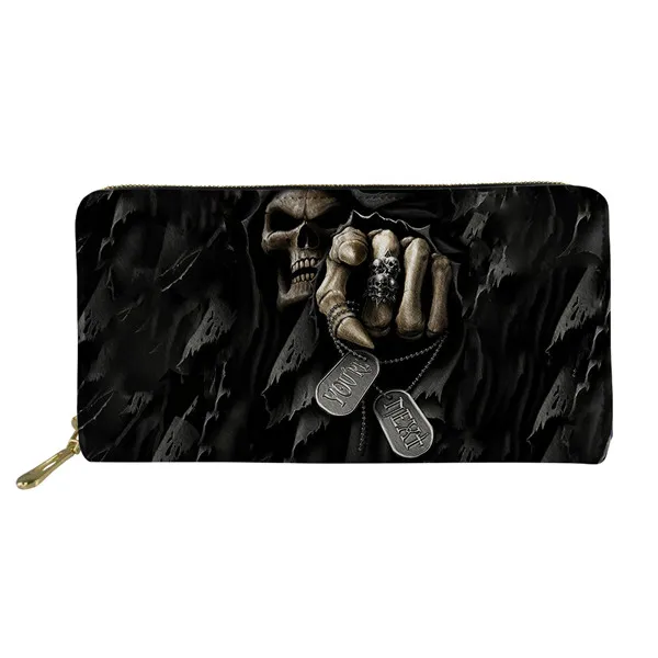 HME1348Z21 FORUDESIGNS/женские длинные кошельки, готический принт черепа, наличные, водонепроницаемые, из искусственной кожи, кошелек для денег, портмоне, держатель для карт, карман для телефона - Цвет: HME1348Z21