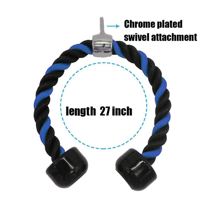 

Heavy Duty Biceps Triceps Training Nylon Pull Rope with Stainless Steel Snap Hook Two-Color Pull Down Fitness Cable
