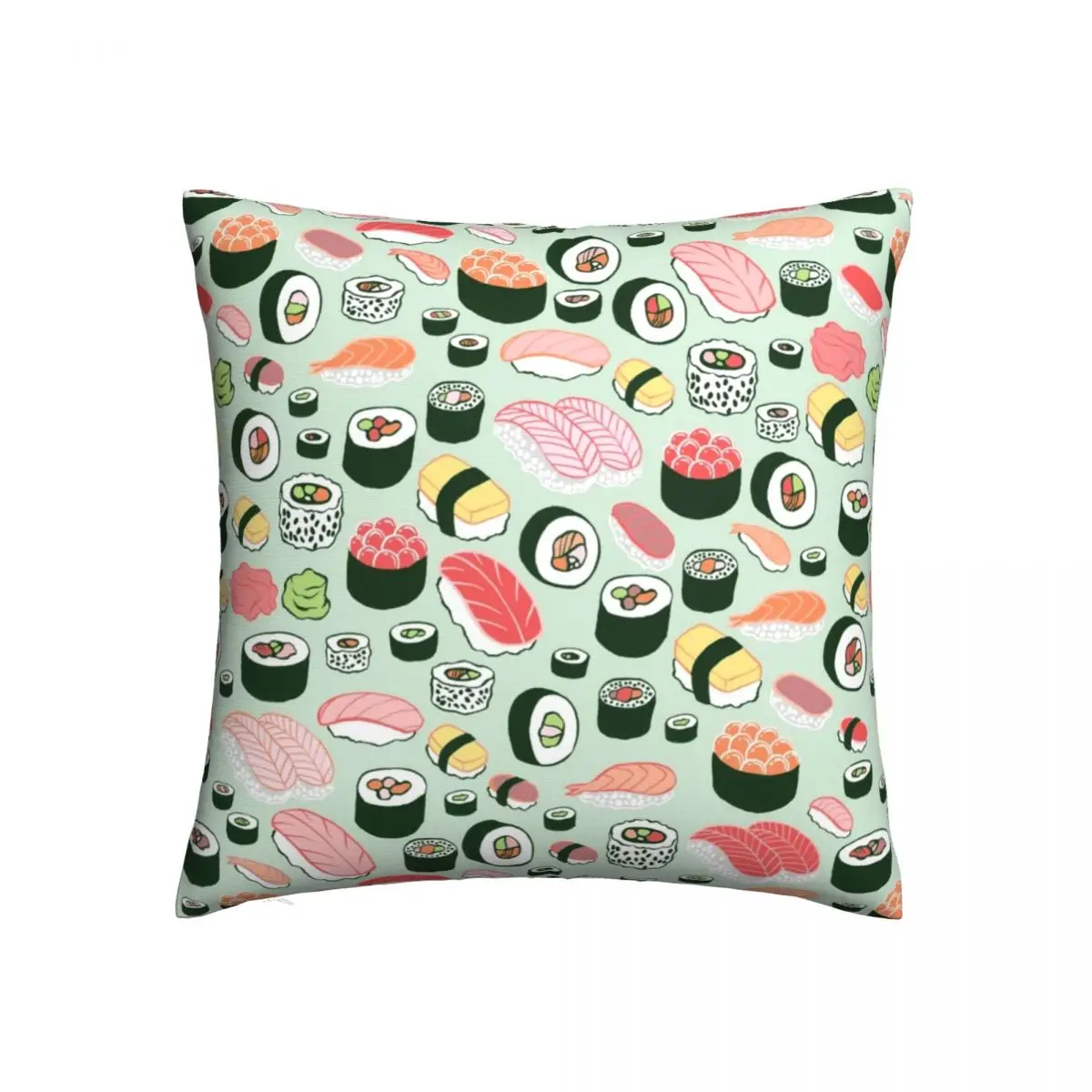 

Sushi Pillow Case Sushi Forever Square Polyester Pillowcase Car Zipper Spring Cover
