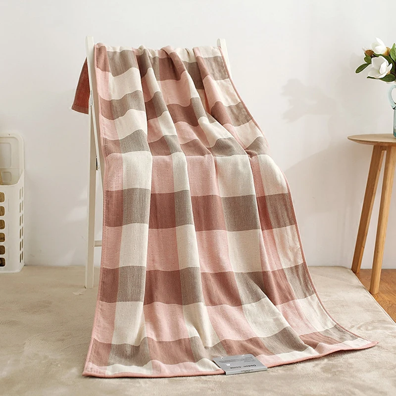 Хлопковое банное полотенце с рисунком решетки для взрослых быстросохнущее