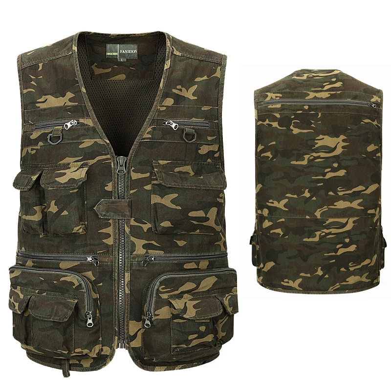 Большой размер 4XL мужской спортивный жилет для рыбалки с несколькими карманами