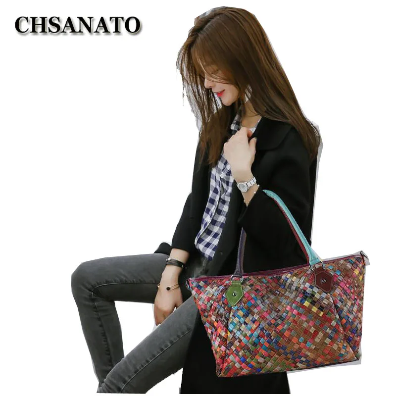 

CHSANATO Women Leather Handbags Shoulder Bags Designer Ladies Casual Tote Bags sac a main Colorful Purses And Handbag