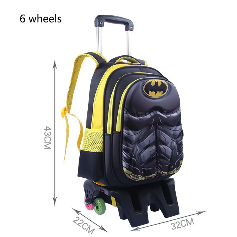 6 High wheels bag 3D Детский рюкзак для путешествий на колесиках, рюкзак на колесиках для мальчиков, рюкзак на колесиках для школьников, школьная сумка на колесиках - Цвет: 6 High wheels bag