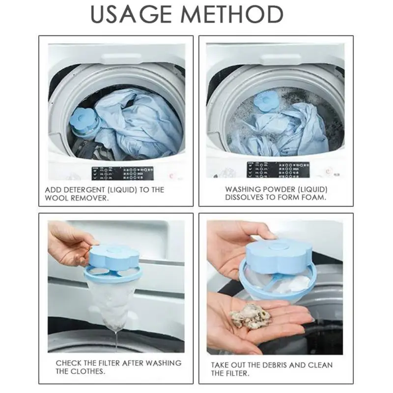 Laundry Filter Bag Washing Machine Floating Lint Hair Catcher Mesh Pouch Dirt Catch Tools Wool Clothes Cleaning Bags | Дом и сад