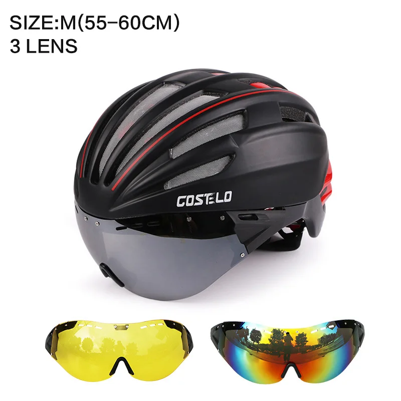 Costelo велосипедный шлем 4 цвета MTB дорожный велосипедный шлем скоростной Airo RS Ciclismo очки горные супер цена - Цвет: RED M 3 LEN