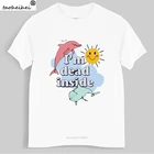 Новое поступление, Мужская футболка, футболка с дельфином IM Dead Inside Sunshine, Мужская хлопковая футболка большого размера, Мужская черная футболка