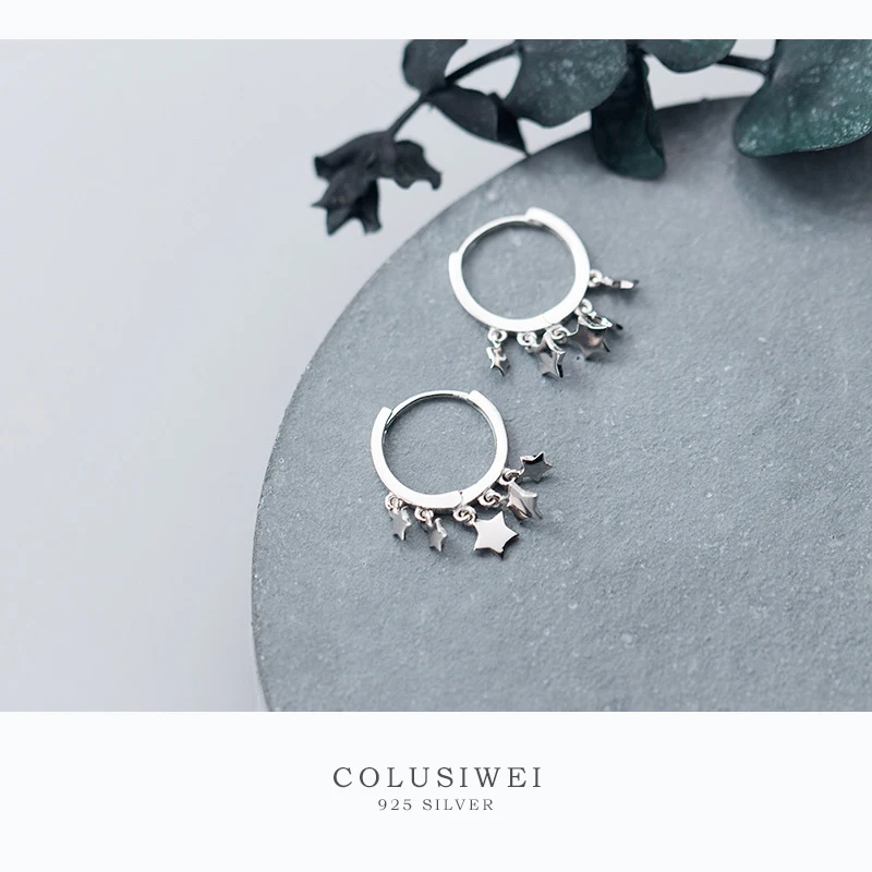 Colusiwei Новое поступление Настоящее серебро 925 проба модные звезды пентаграмма
