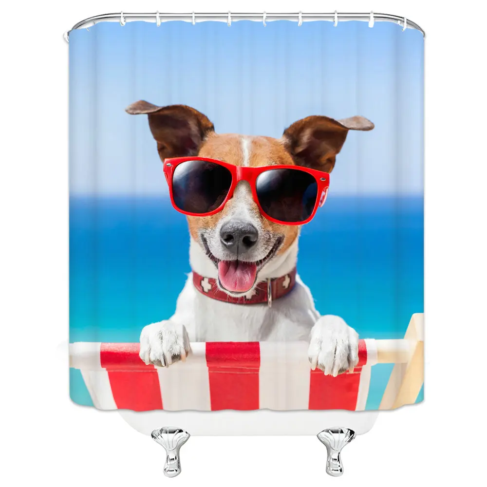 Модная Водонепроницаемая занавеска для душа с 3d рисунком щенка на солнечном
